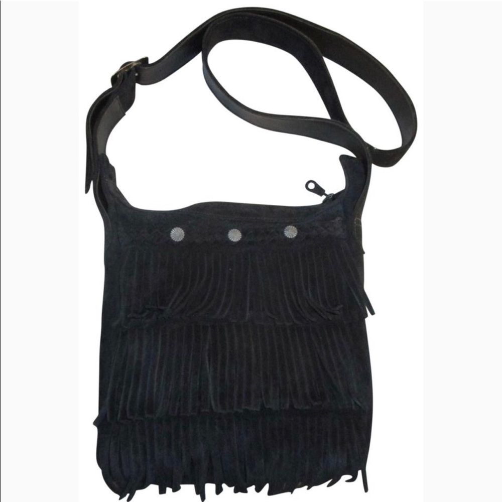 Minnetonka Black Fringe Crossbody Bag